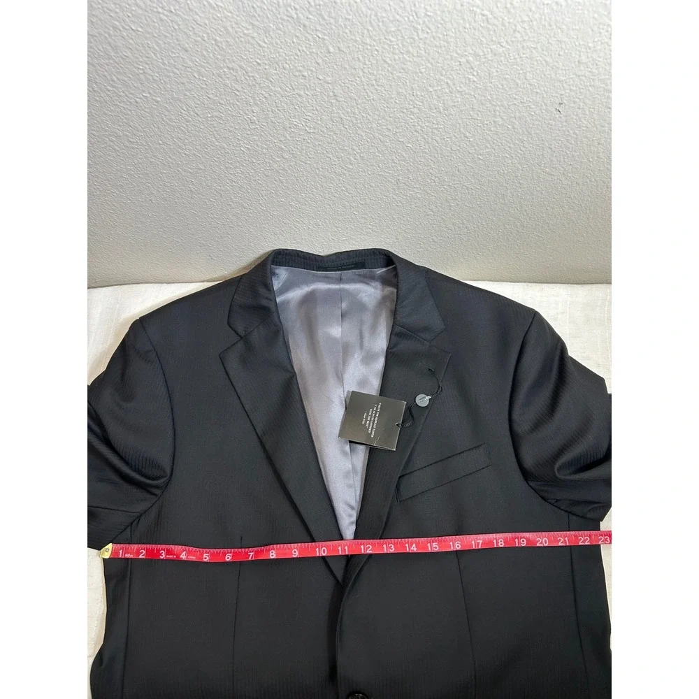 Kenneth Roberts Platinum Collection Fine Worsted Wool Black Tailored Blazer  46L